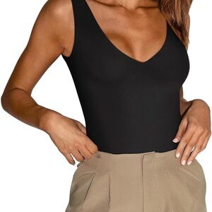 Women's Black Sleeveless Bodysuit